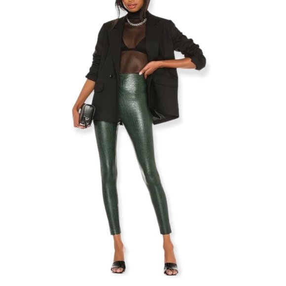 Commando Faux Leather Leggings in Color Green Croc - Picture 1 of 6